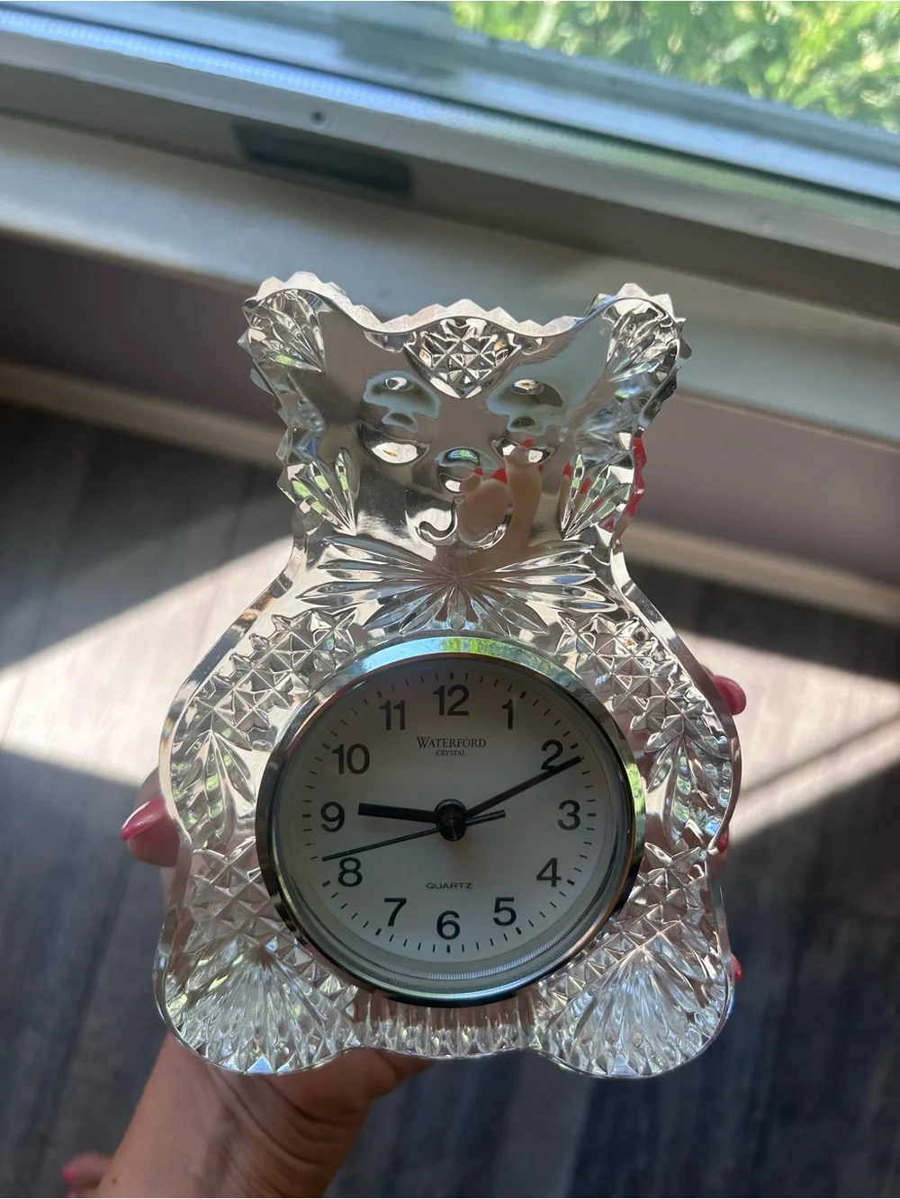Waterford Clear Crystal Cut Mantel Clock with Silver Dial